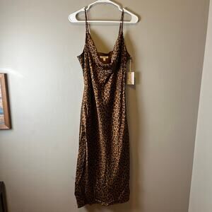 Good American Women's Leopard‎ Slip Dress Chai Leopard Size 4 (XL) New